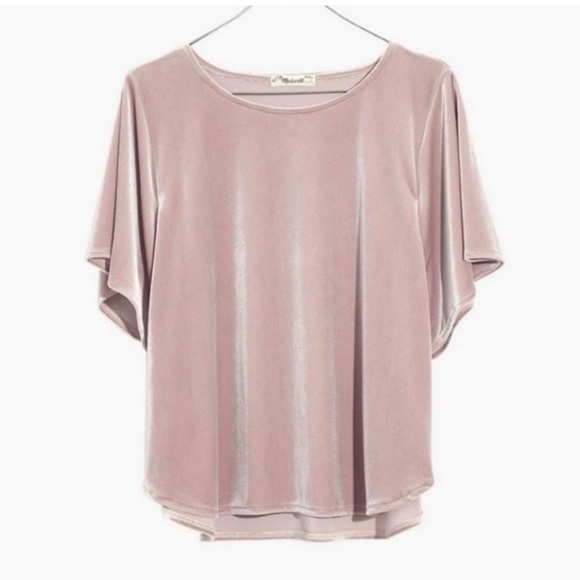 Madewell Tops - Madewell Velvet Velour Butterfly Pink Top